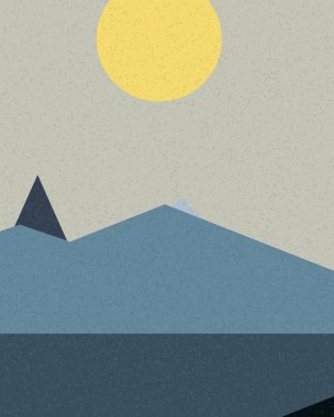 Geometrik manzara, üretken sanat posteri, vektör illüstrasyonu 