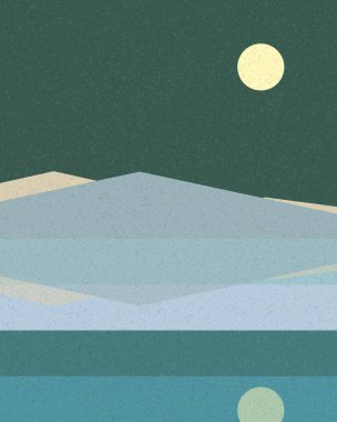 Geometrik manzara, üretken sanat posteri, vektör illüstrasyonu 