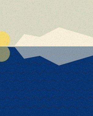 Geometrik manzara, üretken sanat posteri, vektör illüstrasyonu 