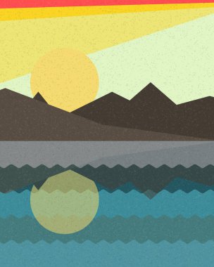 Geometrik manzara, üretken sanat posteri, vektör illüstrasyonu 