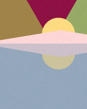 Geometrik manzara, üretken sanat posteri, vektör illüstrasyonu 