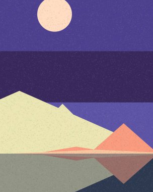 Geometrik manzara, üretken sanat posteri, vektör illüstrasyonu 