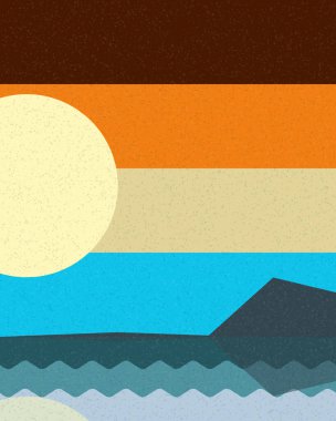 Geometrik manzara, üretken sanat posteri, vektör illüstrasyonu 