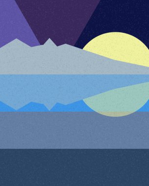 Geometrik manzara, üretken sanat posteri, vektör illüstrasyonu 