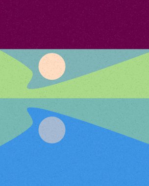 Geometrik manzara, üretken sanat posteri, vektör illüstrasyonu 