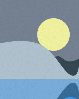 Geometrik peyzaj üretken sanat afişi çizimi