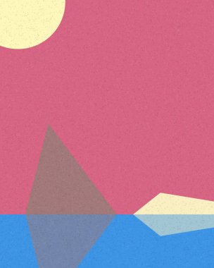 Geometrik manzara, üretken sanat posteri, vektör illüstrasyonu 