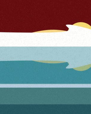 Geometrik manzara, üretken sanat posteri, vektör illüstrasyonu 