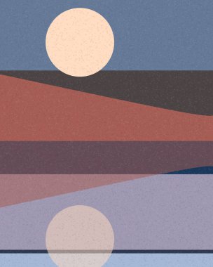 Geometrik manzara, sanat posteri, illüstrasyon