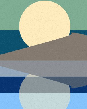 Geometrik manzara, üretken sanat posteri, vektör illüstrasyonu 