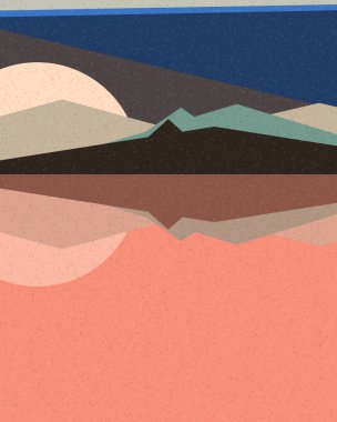 Geometrik peyzaj üretken sanat afişi çizimi