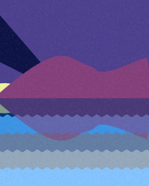 Geometrik manzara, üretken sanat posteri, vektör illüstrasyonu 