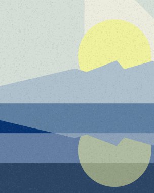 Geometrik peyzaj üretken sanat afişi çizimi