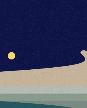 Geometrik manzara, üretken sanat posteri, vektör illüstrasyonu 