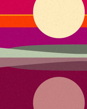 Geometrik manzara, üretken sanat posteri, vektör illüstrasyonu 