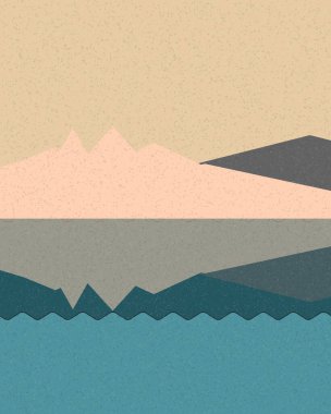 Geometrik manzara, üretken sanat posteri, vektör illüstrasyonu 