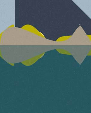 Geometrik manzara, üretken sanat posteri, vektör illüstrasyonu 