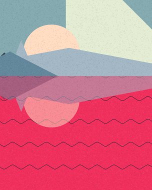 Geometrik manzara, sanat posteri, illüstrasyon