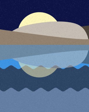 Geometrik manzara, üretken sanat posteri, vektör illüstrasyonu 