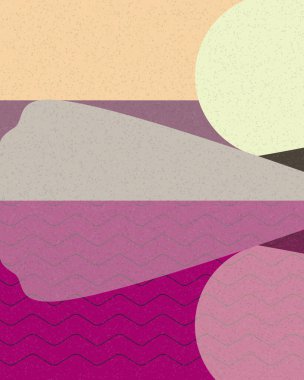 Geometrik manzara, üretken sanat posteri, vektör illüstrasyonu 