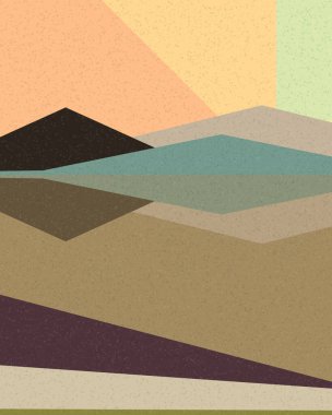 Geometrik manzara, sanat posteri, illüstrasyon