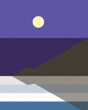 Geometrik manzara, üretken sanat posteri, vektör illüstrasyonu 