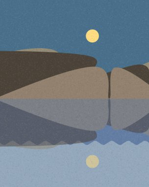 Geometrik manzara, üretken sanat posteri, vektör illüstrasyonu 