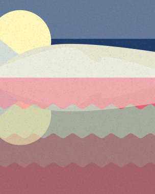 Geometrik manzara, üretken sanat posteri, vektör illüstrasyonu 