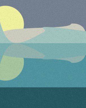 Geometrik manzara, üretken sanat posteri, vektör illüstrasyonu 