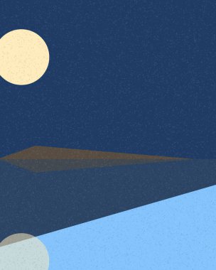 Geometrik manzara, üretken sanat posteri, vektör illüstrasyonu 