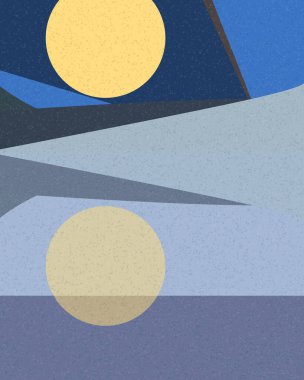 Geometrik manzara, üretken sanat posteri, vektör illüstrasyonu 