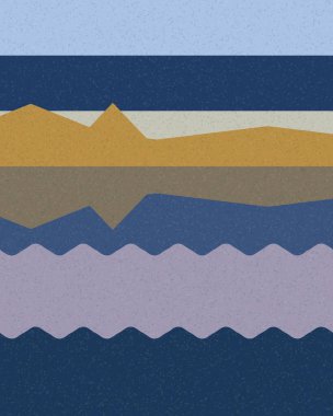 Geometrik manzara, üretken sanat posteri, vektör illüstrasyonu 