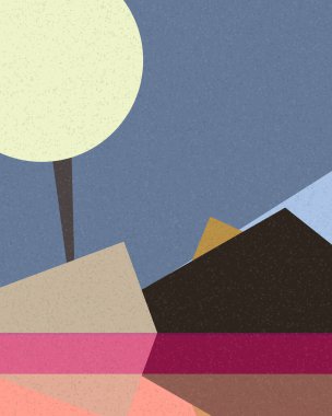 Geometrik manzara, sanat posteri, illüstrasyon