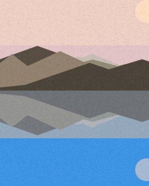 Geometrik manzara, sanat posteri, illüstrasyon