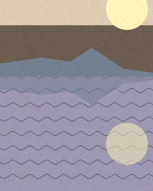 Geometrik manzara, üretken sanat posteri, vektör illüstrasyonu 