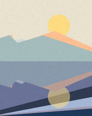 Geometrik manzara, üretken sanat posteri, vektör illüstrasyonu 