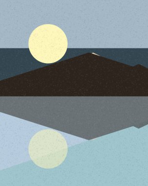 Geometrik manzara, üretken sanat posteri, vektör illüstrasyonu 