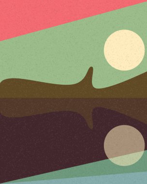 Geometrik manzara, üretken sanat posteri, vektör illüstrasyonu 