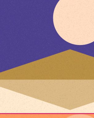 Geometrik manzara, üretken sanat posteri, vektör illüstrasyonu 