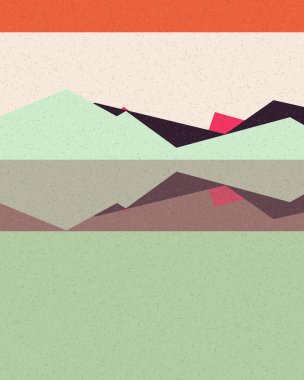 Geometrik manzara, üretken sanat posteri, vektör illüstrasyonu 