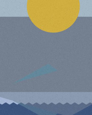 Geometrik manzara, üretken sanat posteri, vektör illüstrasyonu 