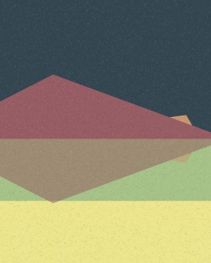 Geometrik manzara, üretken sanat posteri, vektör illüstrasyonu 