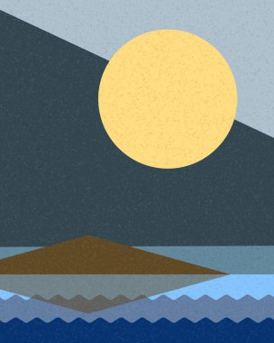 Geometrik manzara, üretken sanat posteri, vektör illüstrasyonu 