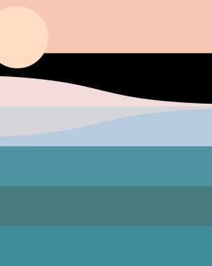 Geometrik manzara, üretken sanat posteri, vektör illüstrasyonu 