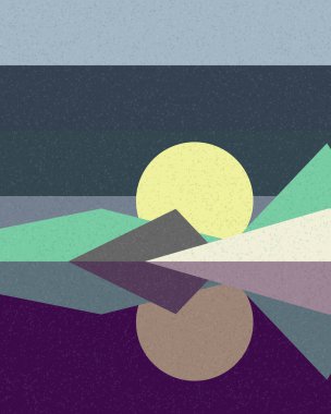 Geometrik manzara, sanat posteri, illüstrasyon