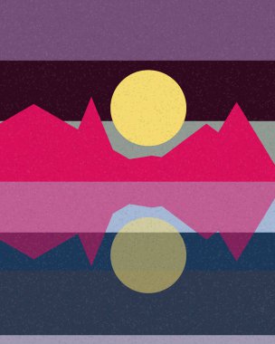 Geometrik manzara, üretken sanat posteri, vektör illüstrasyonu 