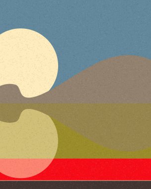 Geometrik manzara, üretken sanat posteri, vektör illüstrasyonu 