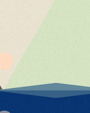 Geometrik manzara, üretken sanat posteri, vektör illüstrasyonu 