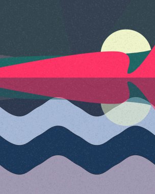 Geometrik manzara, sanat posteri, illüstrasyon