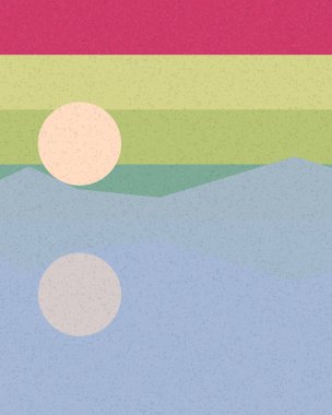 Geometrik manzara, üretken sanat posteri, vektör illüstrasyonu 